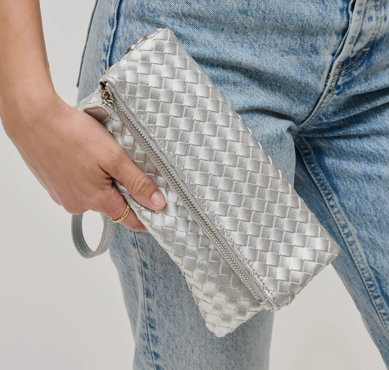Aria Woven Wristlet Clutch