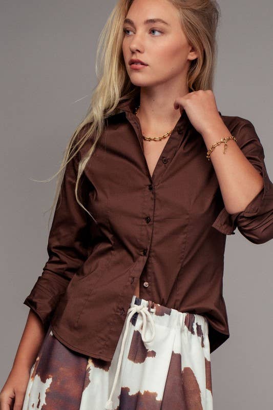 Tailored Western Button-Down Shirt Top