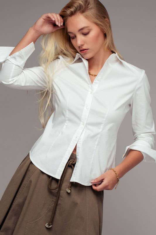Tailored Western Button-Down Shirt Top