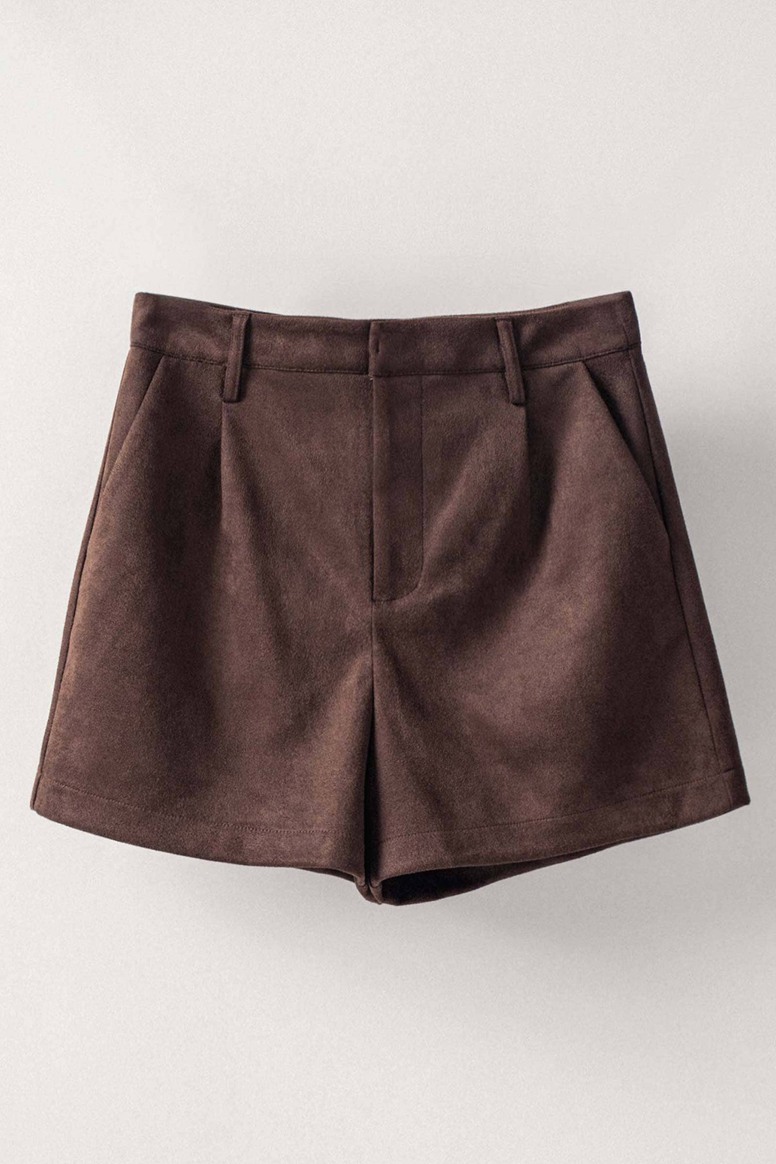 Suede High-Rise Tailored Shorts