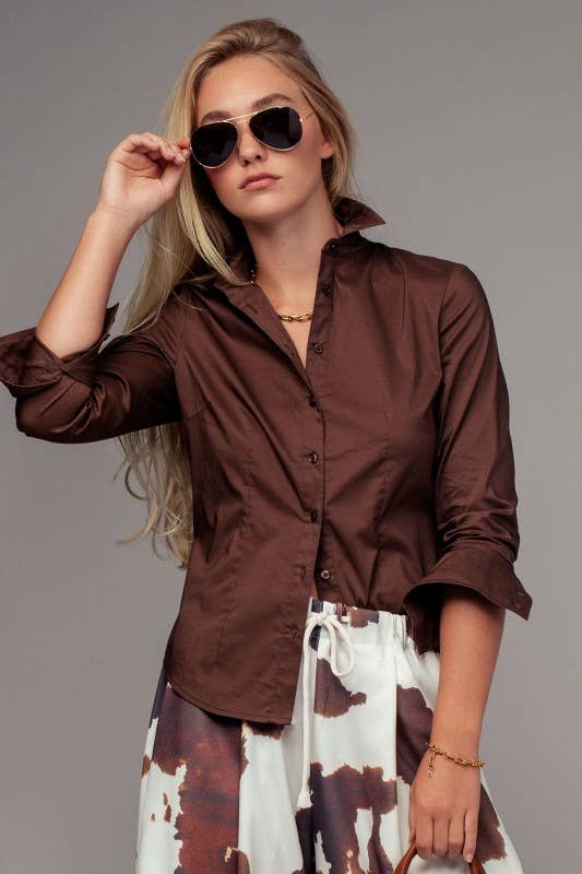 Tailored Western Button-Down Shirt Top