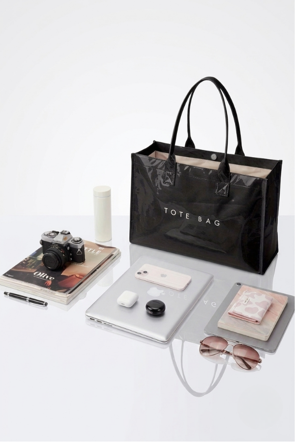 Gray Large Capacity Vinyl TOTE BAG