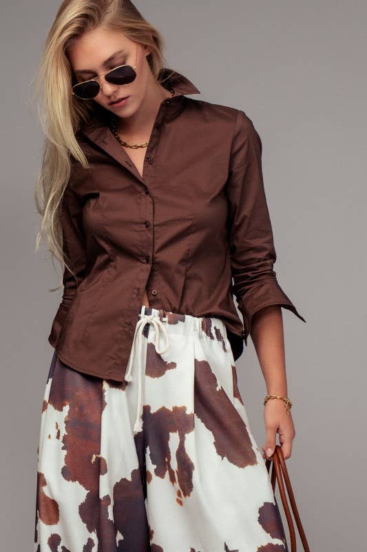 Tailored Western Button-Down Shirt Top