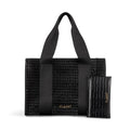 Black Crocodile Leather Everyday Tote Bag with Pouch