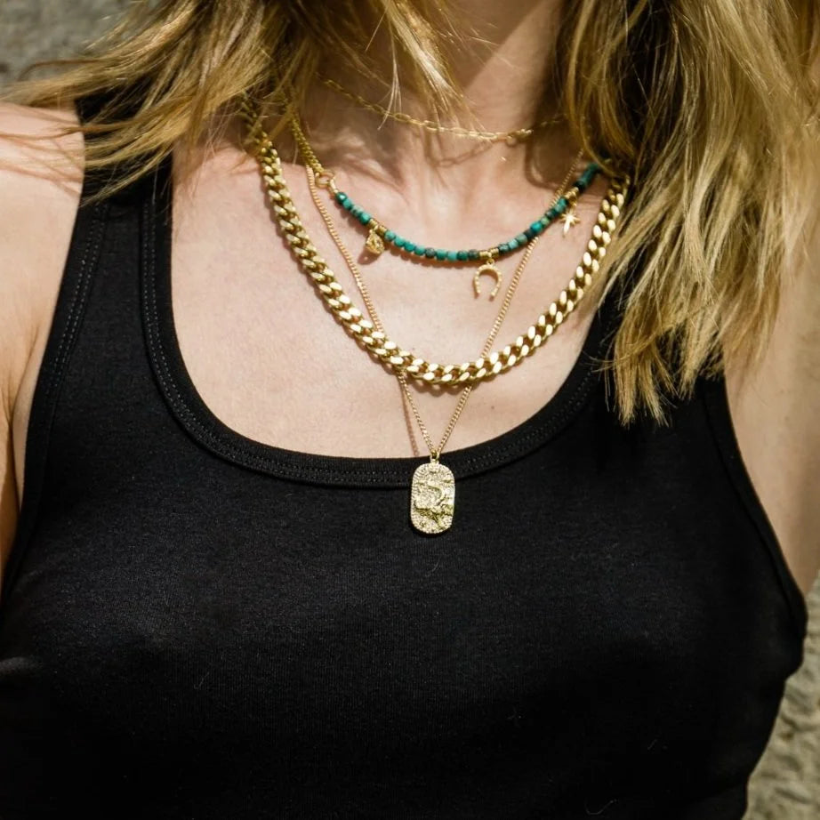 Pave Longhorn Tag Necklace
