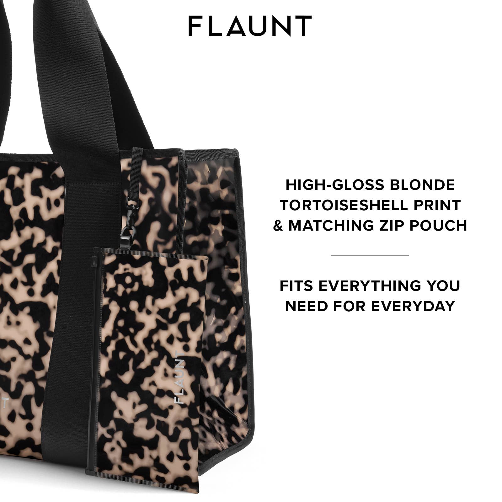 Blonde Tortoise Everyday Tote Bag with Pouch