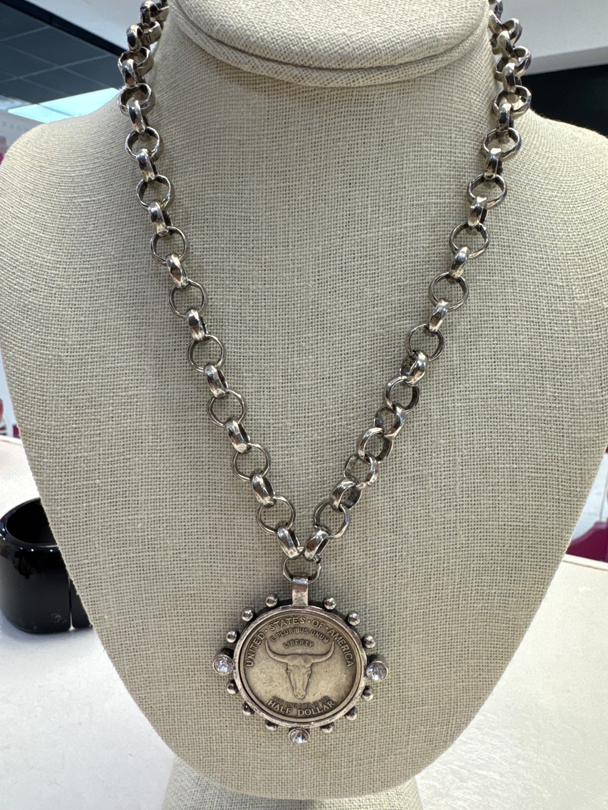 Longhorn medallion necklace