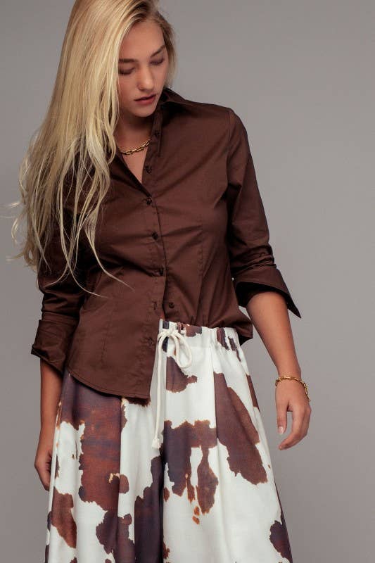 Tailored Western Button-Down Shirt Top
