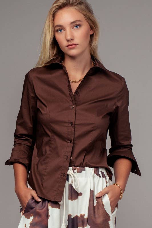 Tailored Western Button-Down Shirt Top