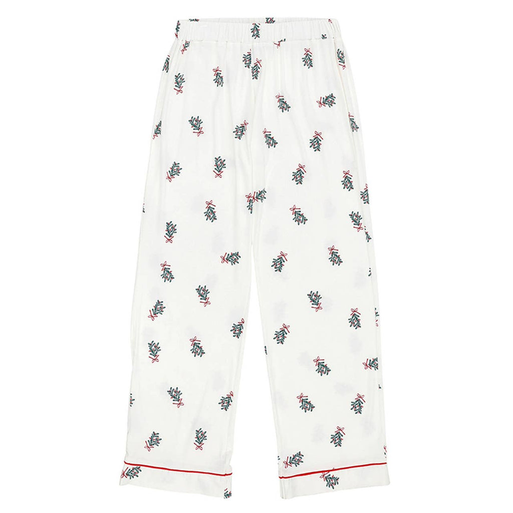 Full-Length Bamboo PJ Set - White + Mistletoe