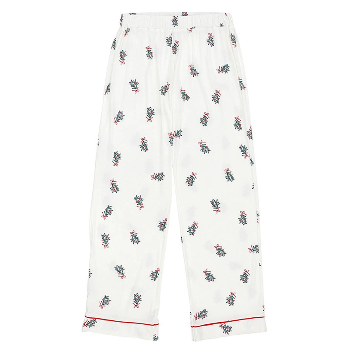 Full-Length Bamboo PJ Set - White + Mistletoe