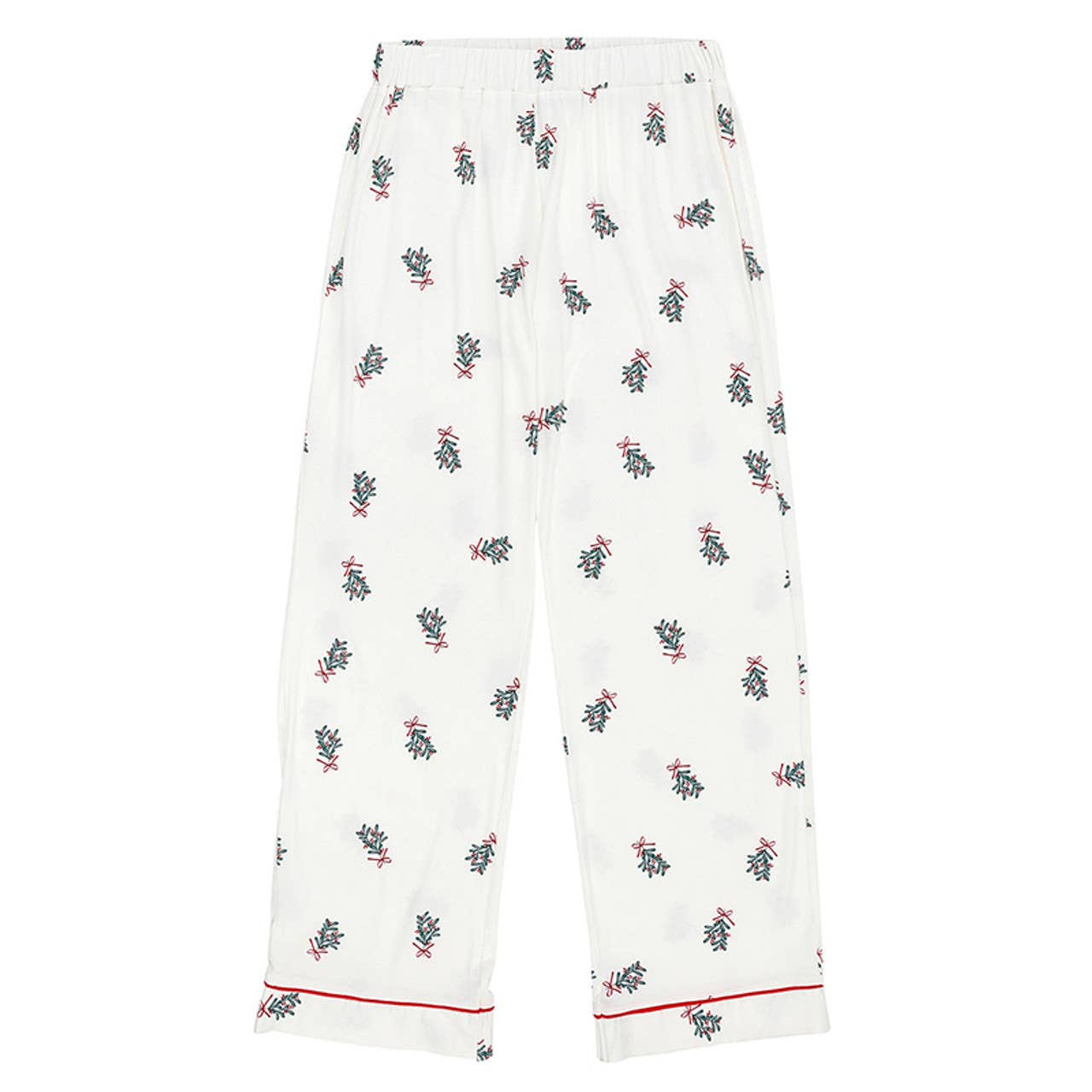 Full-Length Bamboo PJ Set - White + Mistletoe