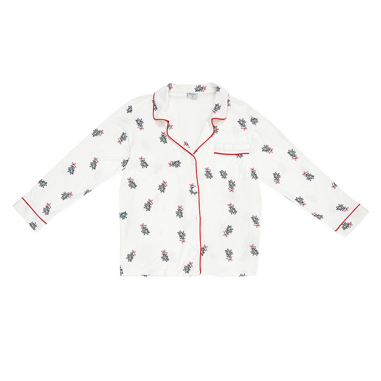 Full-Length Bamboo PJ Set - White + Mistletoe