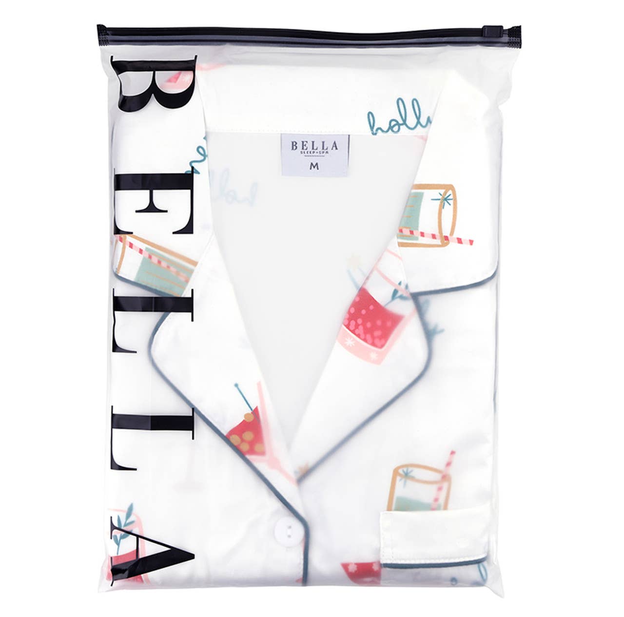 Ruffle PJ Set With Velvet Tie - Holiday Drinks