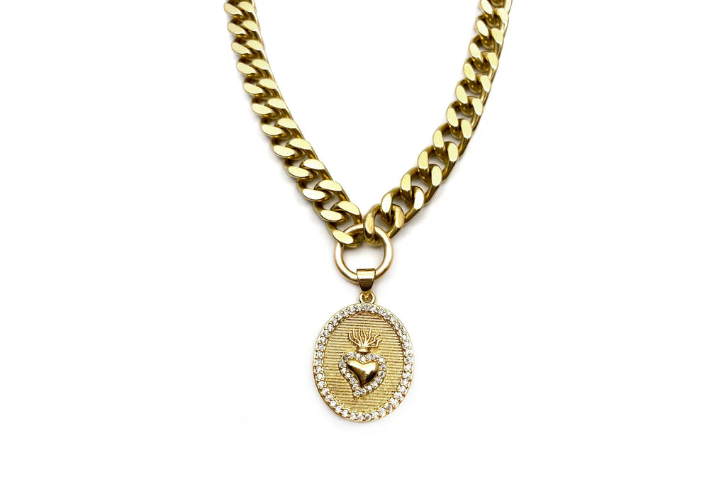 Sacred Heart Curb Necklace