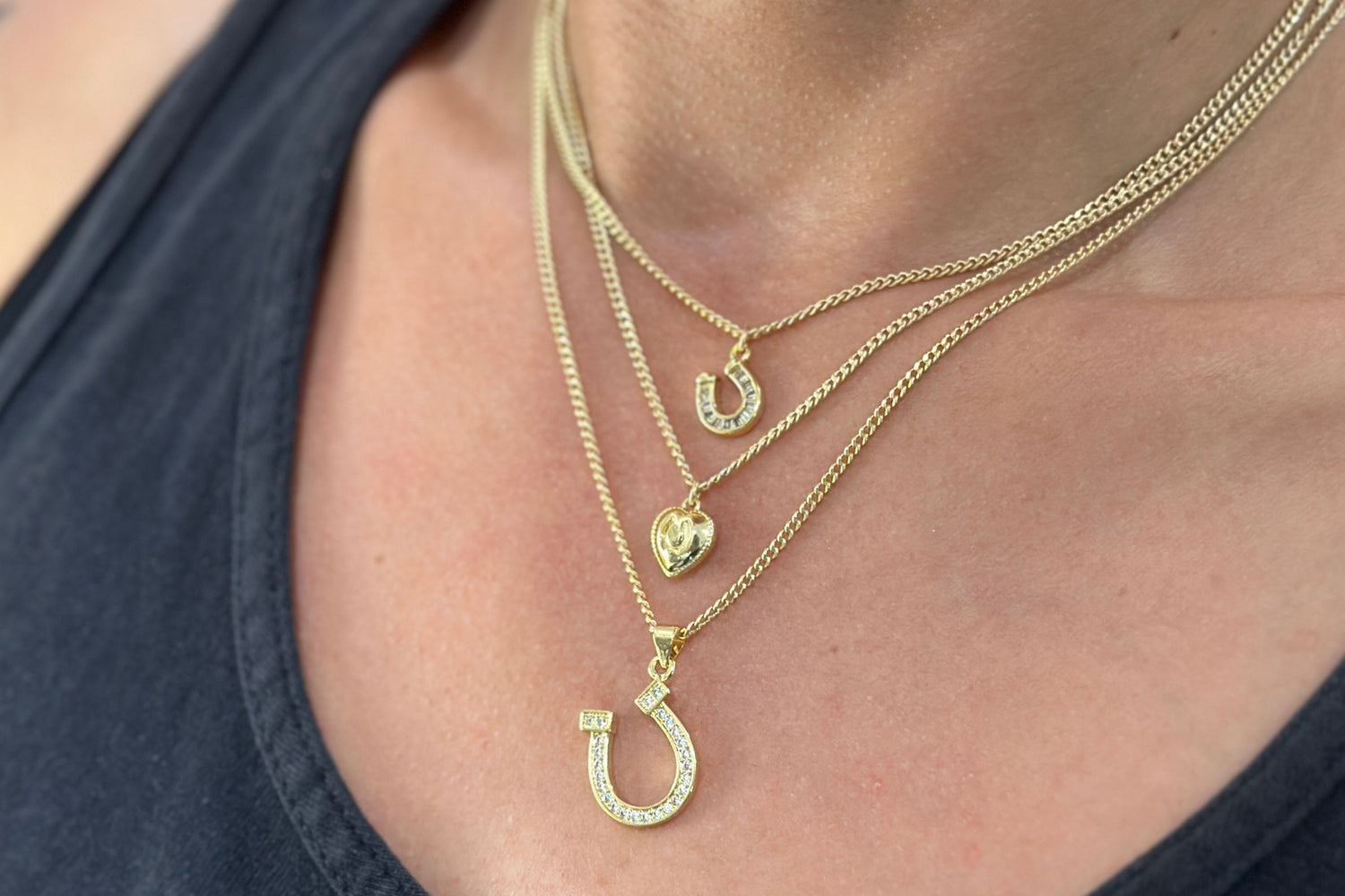 Mini Baquette Horseshoe Necklace