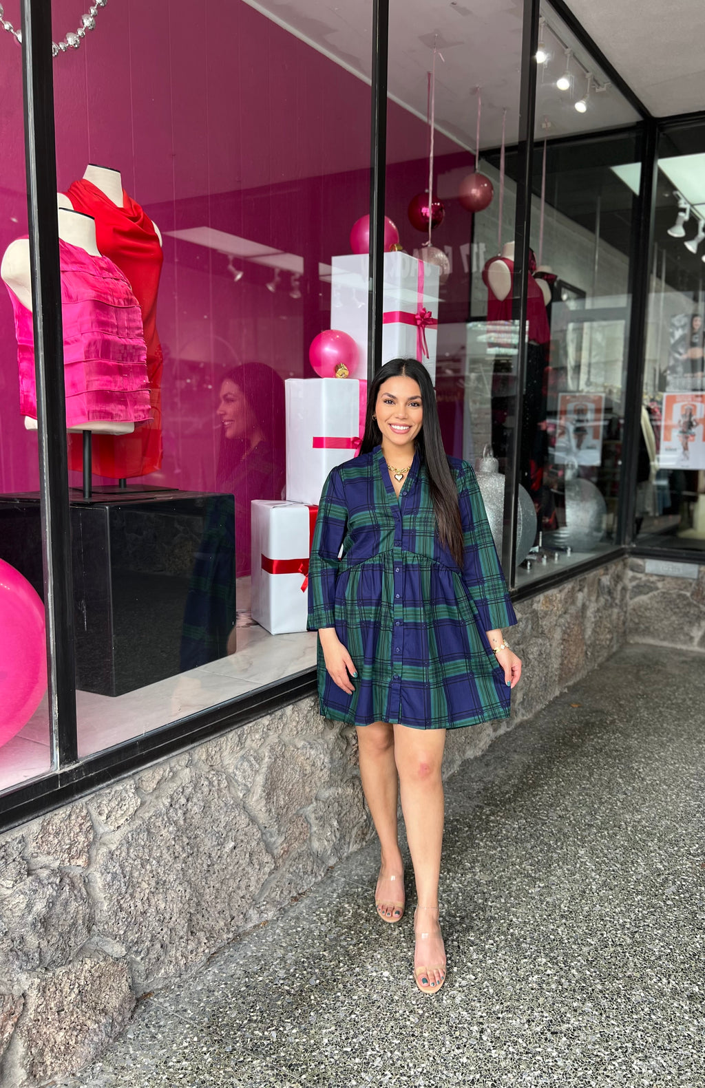Carmine Plaid Mini Dress