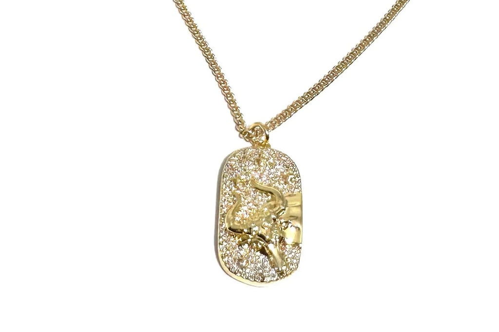 Pave Longhorn Tag Necklace
