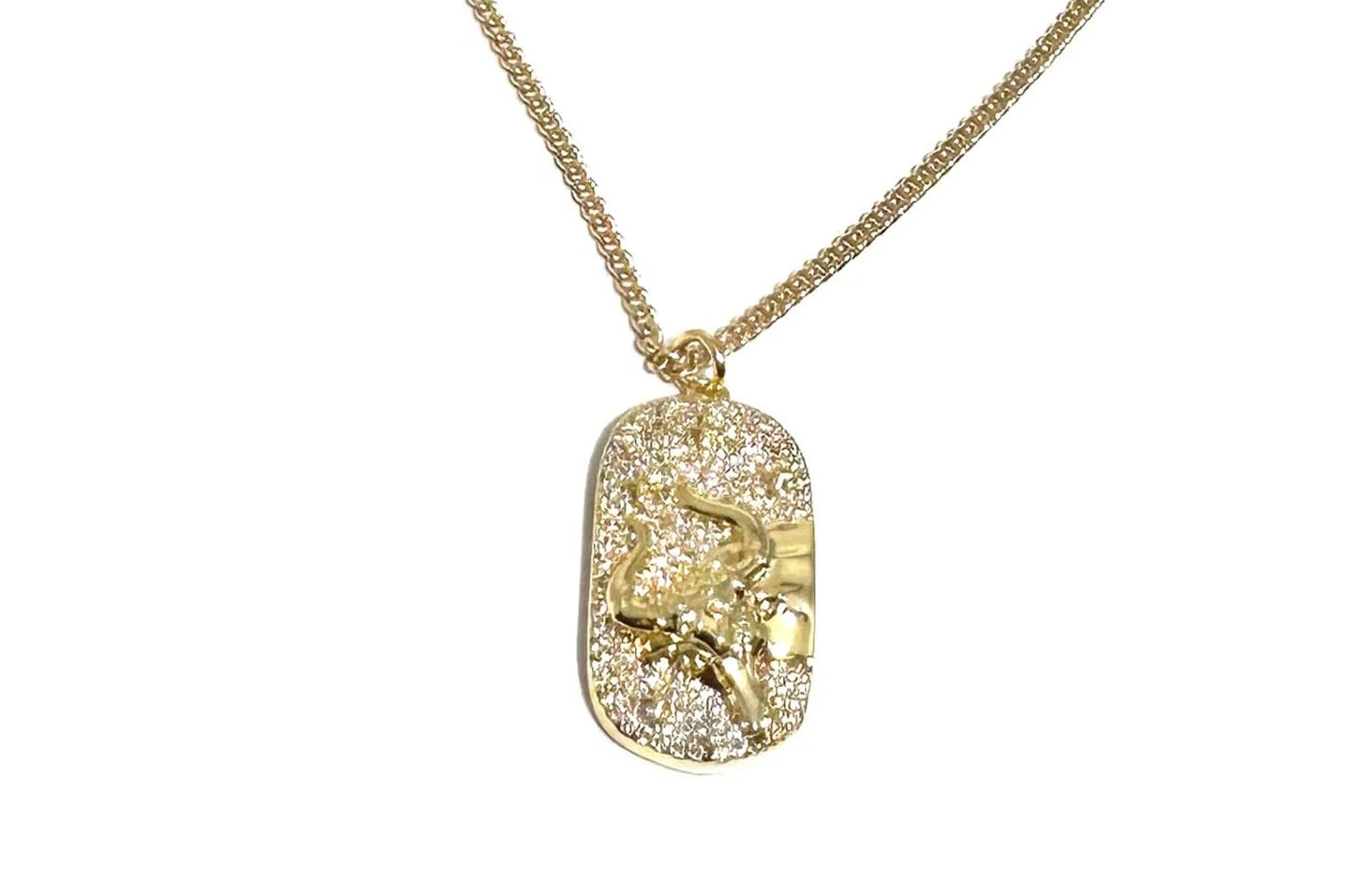 Pave Longhorn Tag Necklace