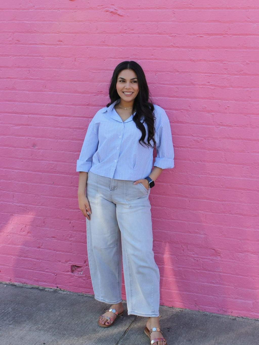 Rhinestone Striped Shirt
