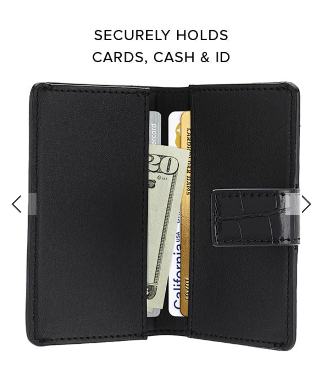 Black Croc Faux Leather MagSafe Wallet