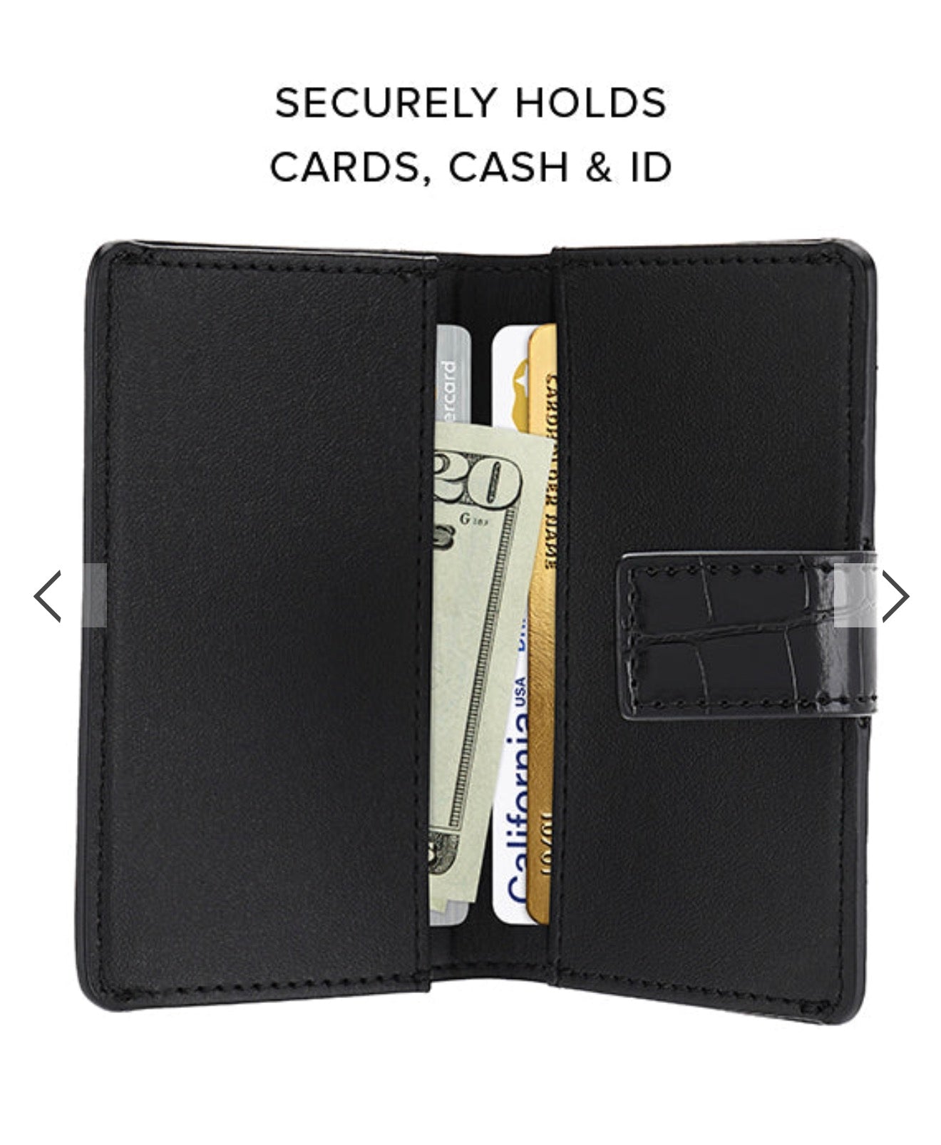 Black Croc Faux Leather MagSafe Wallet