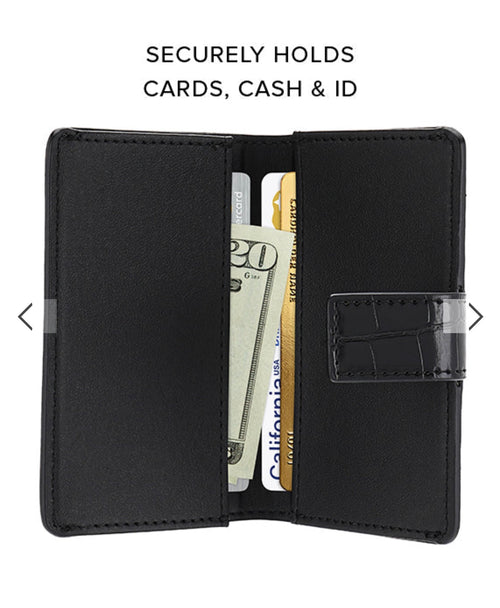 Black Croc Faux Leather MagSafe Wallet