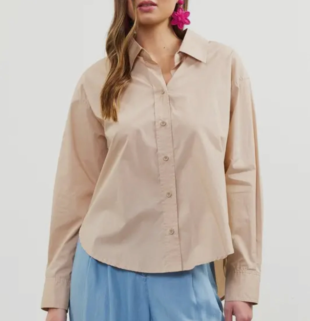 Latte Poplin Top