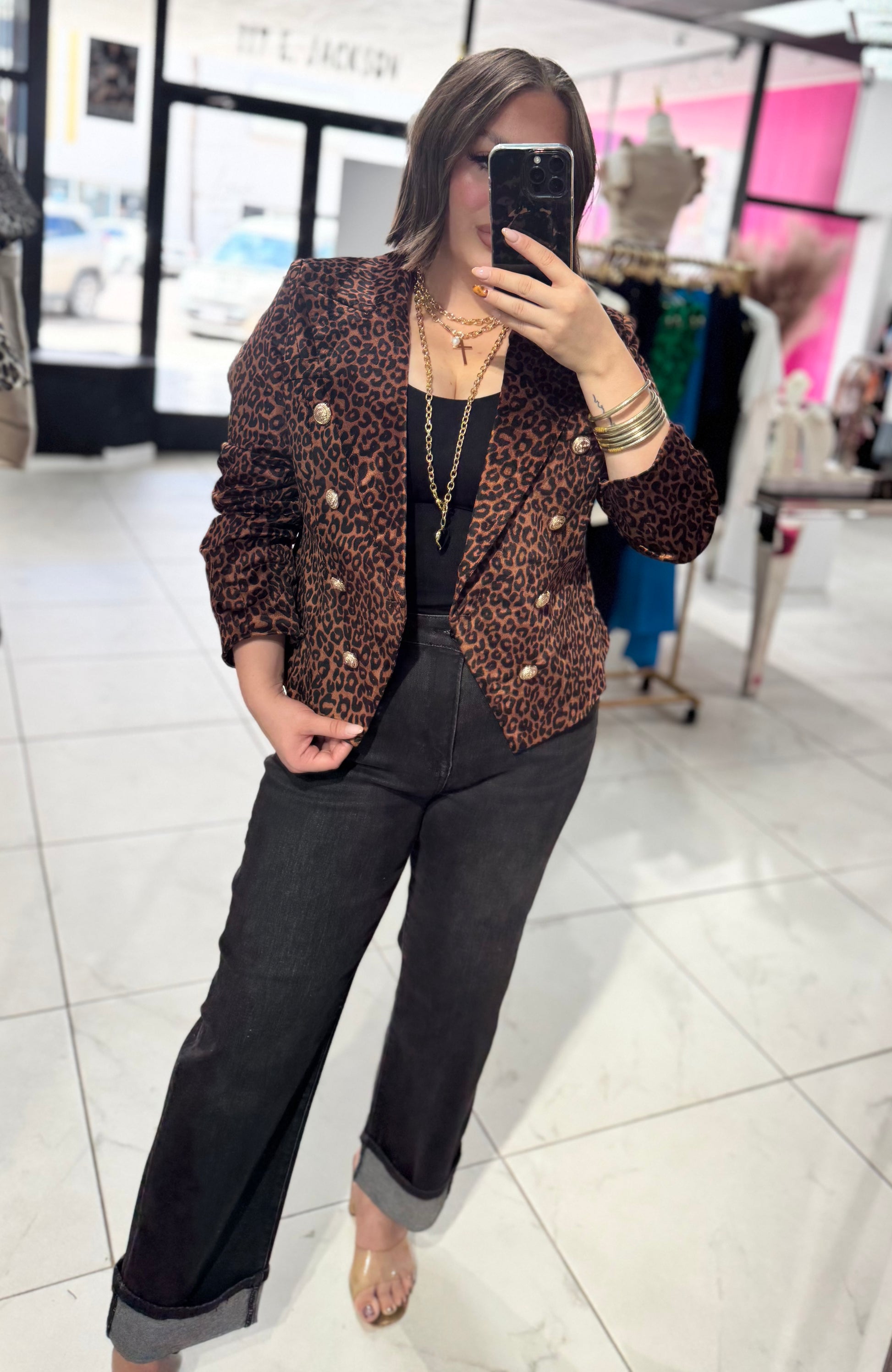 Midnight Leopard Blazer
