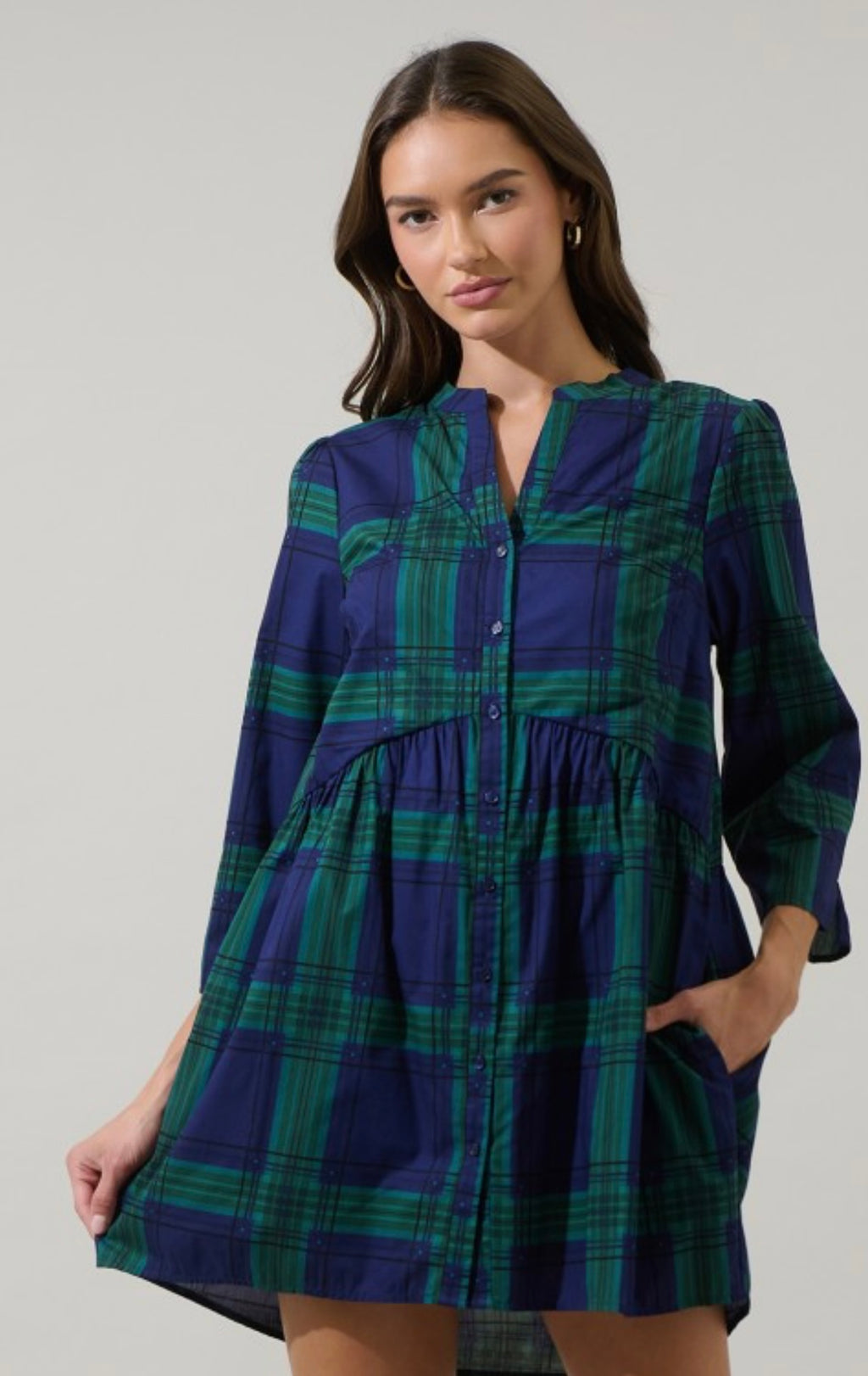 Carmine Plaid Mini Dress
