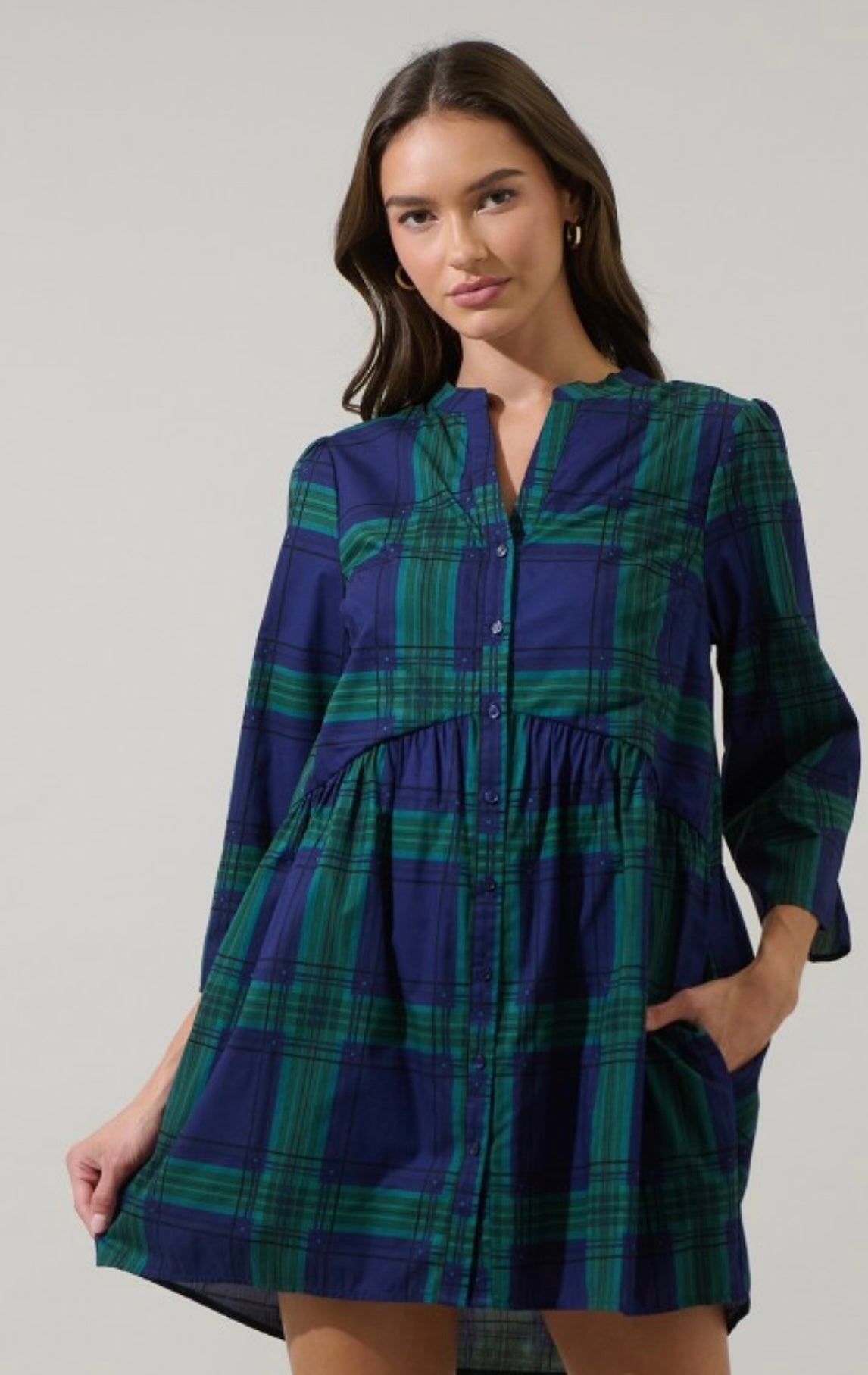 Carmine Plaid Mini Dress