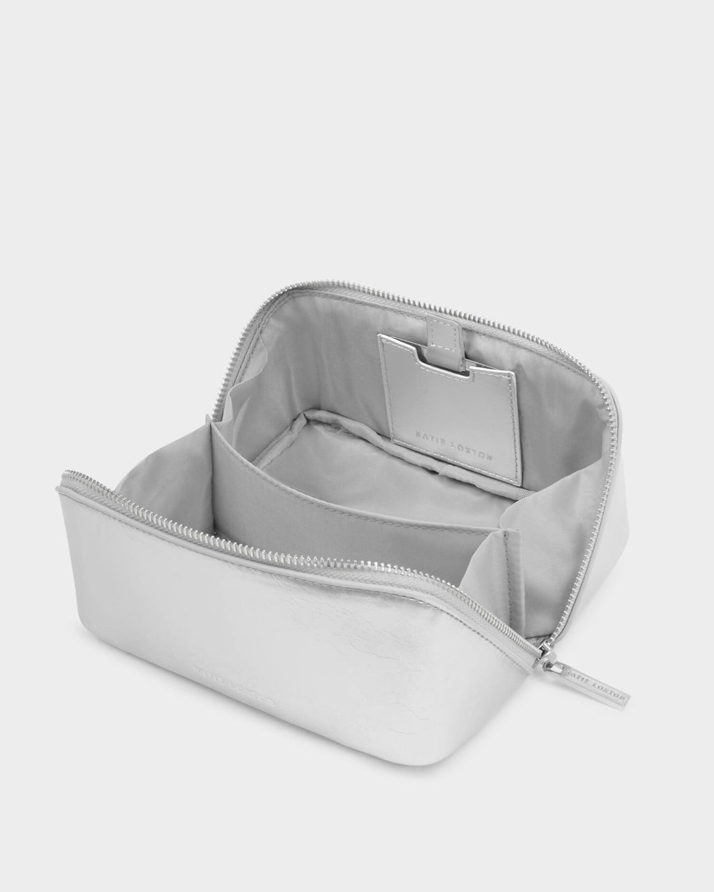 Patent Crackle Fold-Out Mirror Make Up Bag