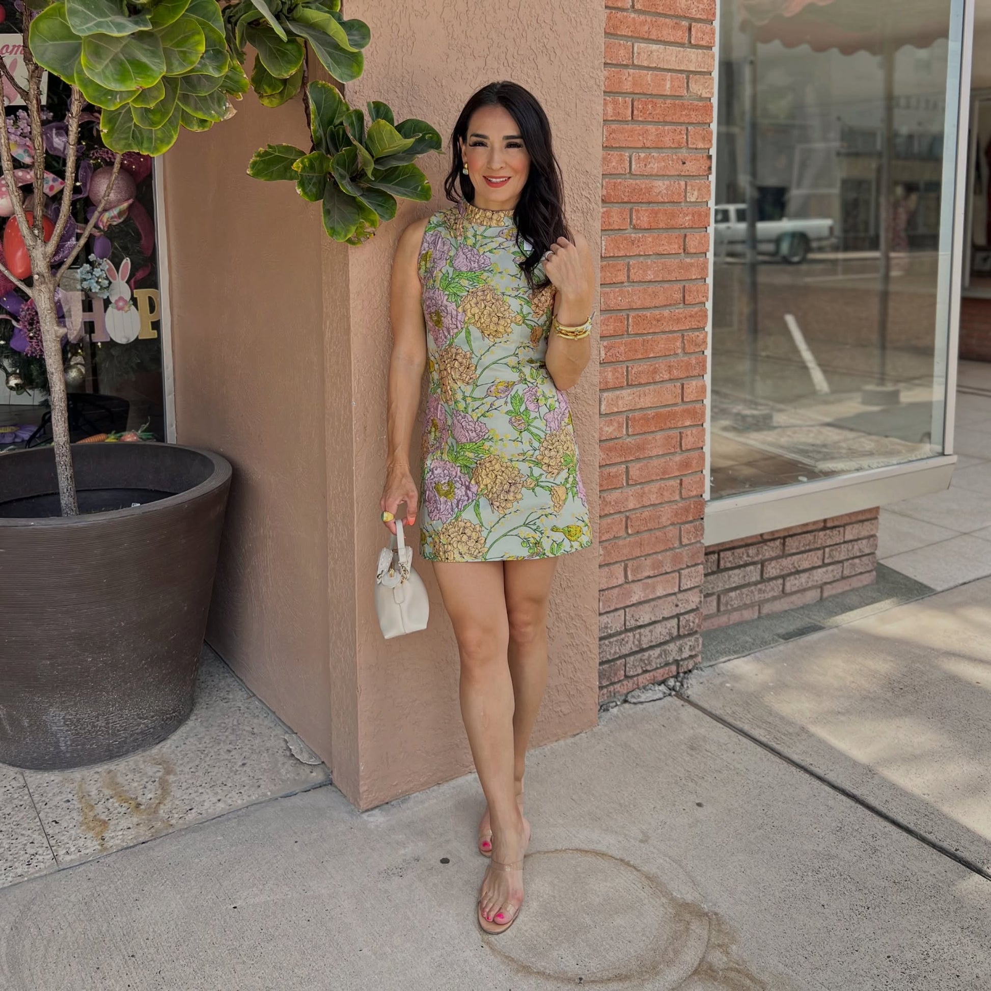 Floral Jacquard Mini Dress