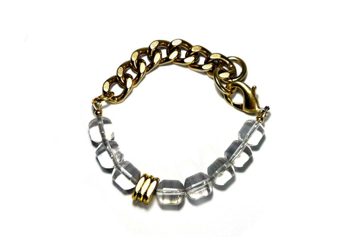 Remix Crystal Quartz & Brass Heishi