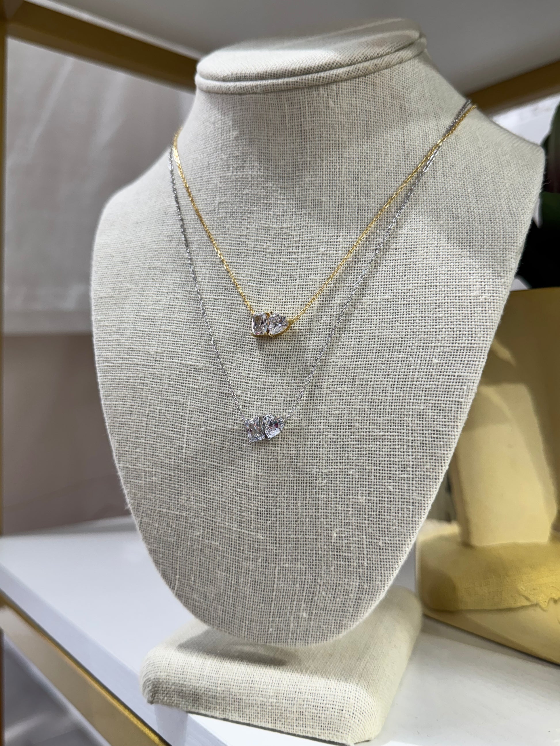 Emerald Cut & Heart Shape Necklace