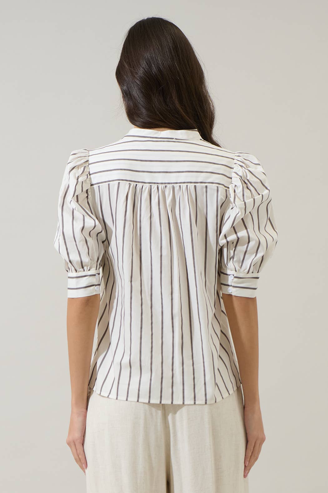 Kamara Striped Klina Drape Sleeve Top