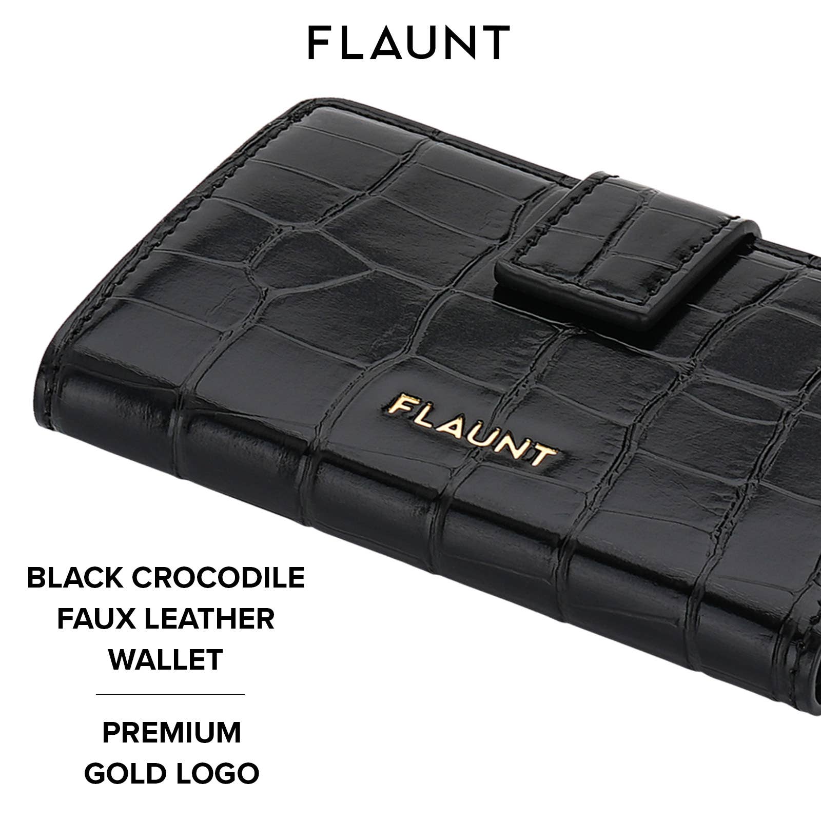 Black Crocodile Leather MagSafe Wallet