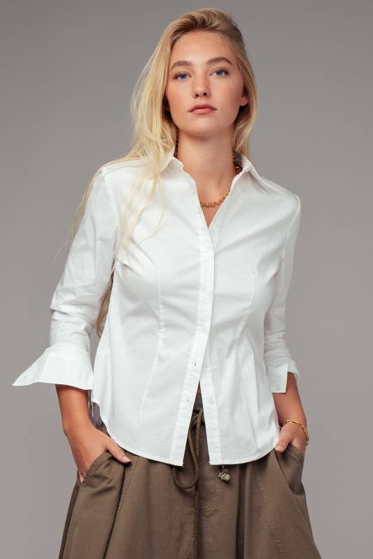 Tailored Western Button-Down Shirt Top