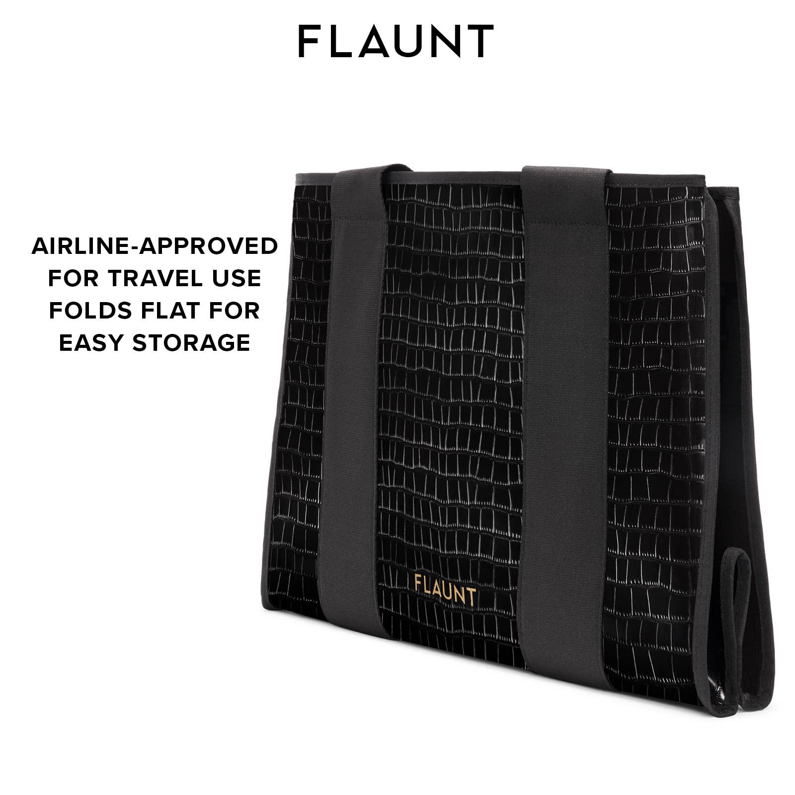 Black Crocodile Leather Everyday Tote Bag with Pouch