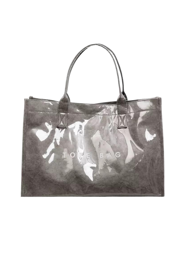 Gray Large Capacity Vinyl TOTE BAG