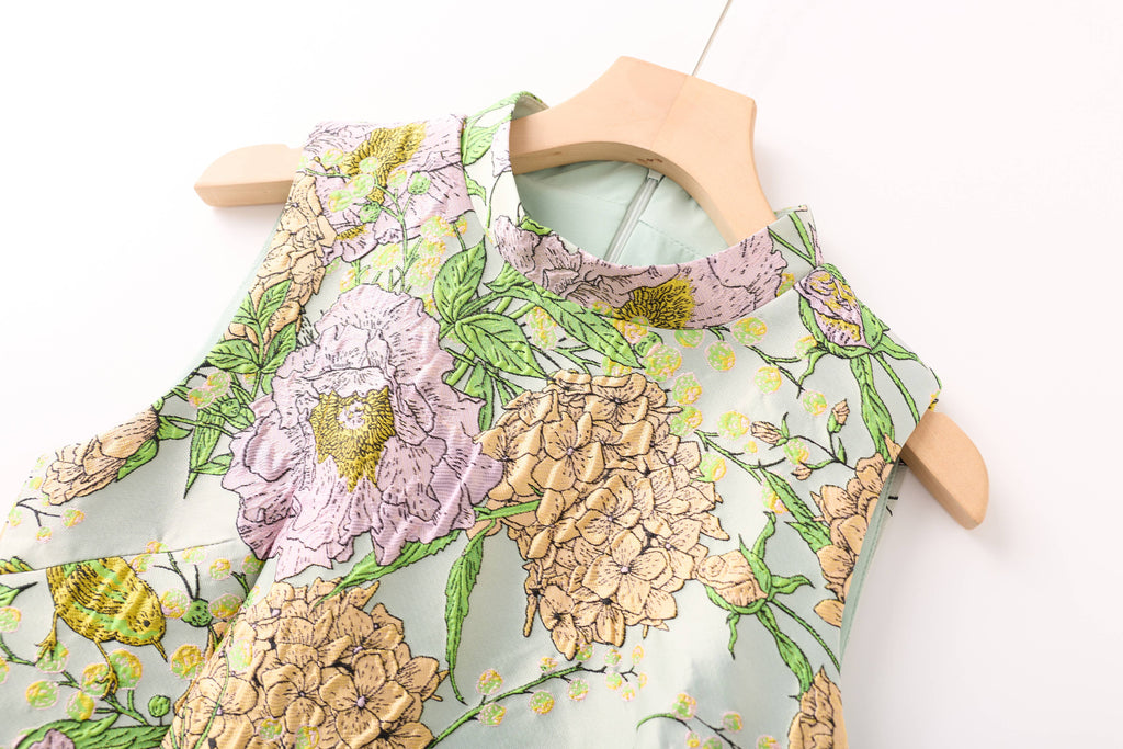 Floral Jacquard Mini Dress